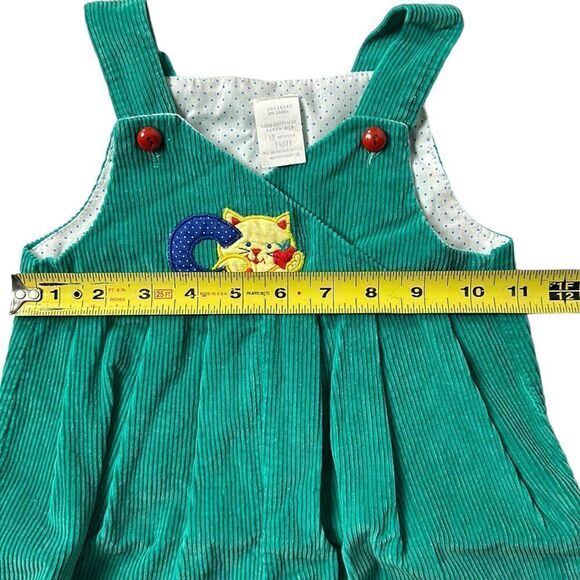 Vintage Corduroy Alphabet Baby Cotton Green Overalls 12 m - Picture 7 of 8